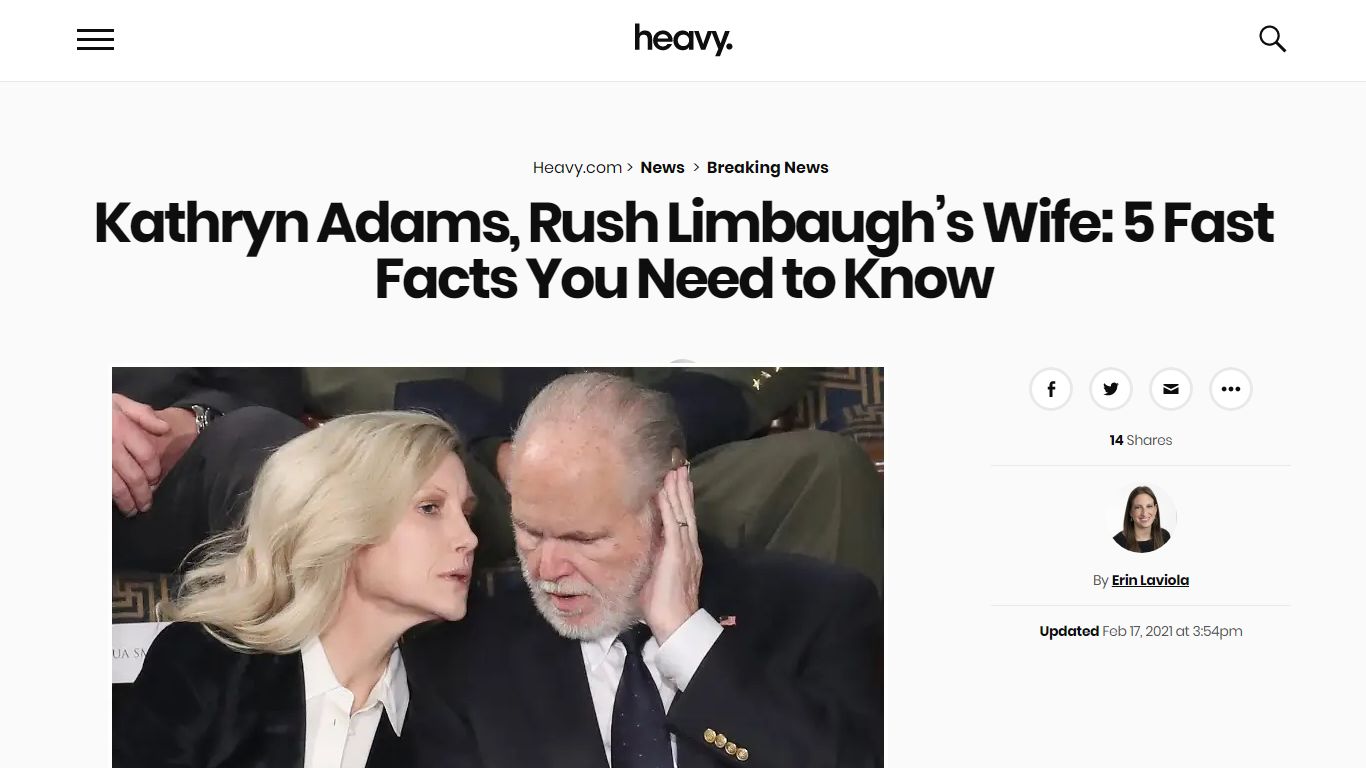 Kathryn Adams, Rush Limbaugh’s Wife: 5 Fast Facts | Heavy.com